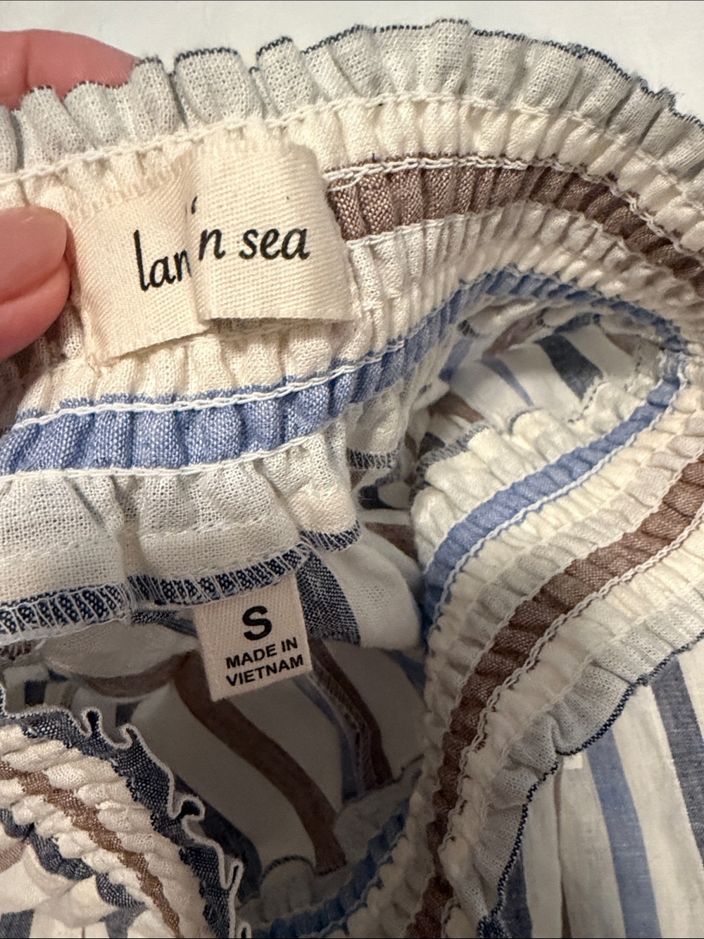 Land & sea size small linen rayon stripe pants - Picture 2 of 4